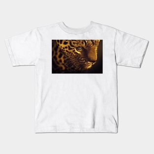 Angry , dangerous leopard portrait Kids T-Shirt